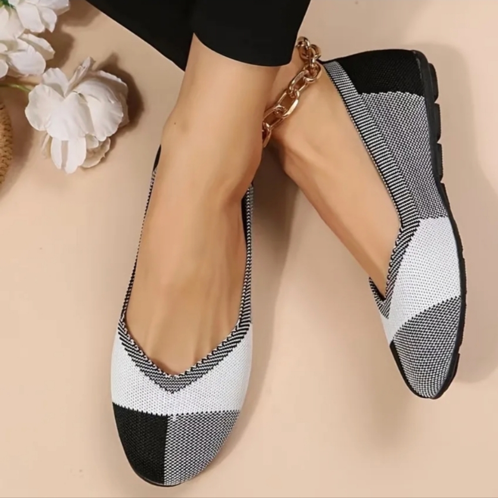 Colorblock Knit Ballet Flats NWT